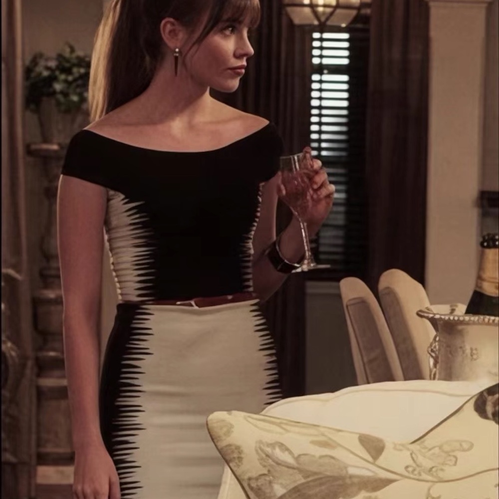 Herve Leger Black and White Zigzag Mini Dress